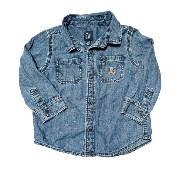 Gap Denim Chambray Button Up Shirt Size 18-24m - Picture 1 of 4